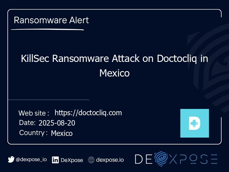 KillSec Ransomware Attack on Doctocliq in Mexico