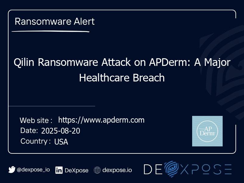 Qilin Ransomware Attack on APDerm: A Major Healthcare Breach