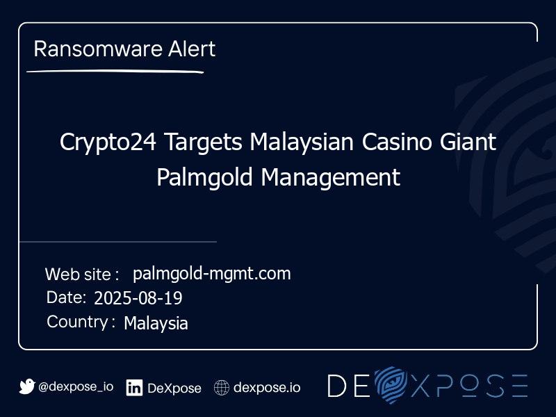 Crypto24 Targets Malaysian Casino Giant Palmgold Management