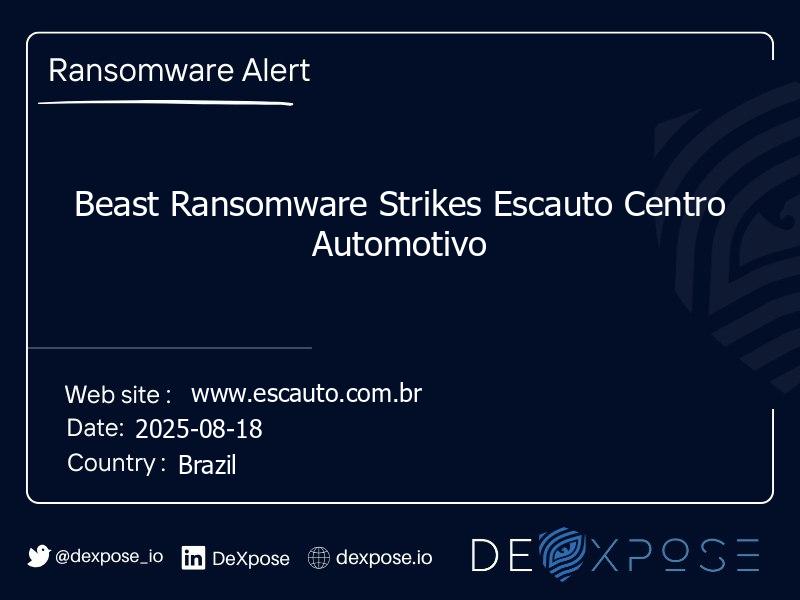Beast Ransomware Strikes Escauto Centro Automotivo