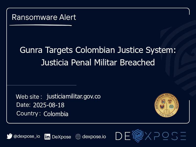 Gunra Targets Colombian Justice System: Justicia Penal Militar Breached