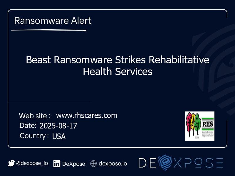 Beast Ransomware Strikes Rehabilitative Health Services