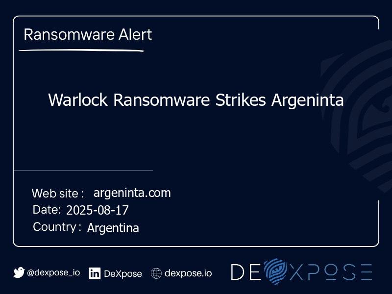 Warlock Ransomware Strikes Argeninta