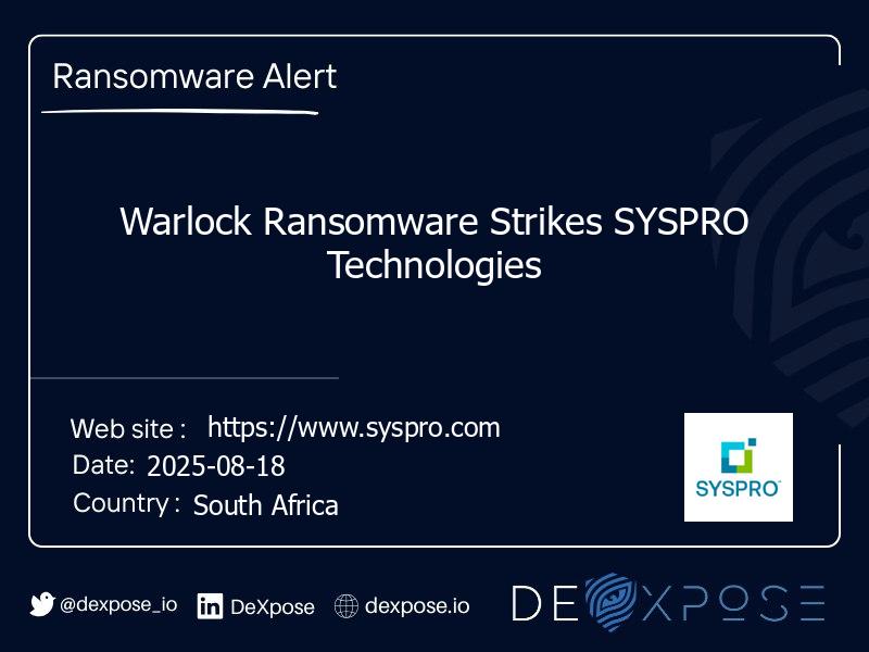 Warlock Ransomware Strikes SYSPRO Technologies