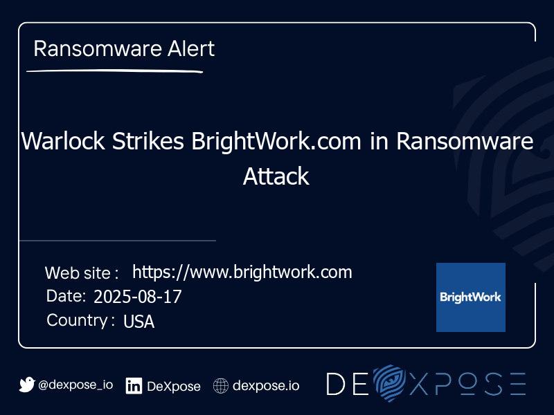 Warlock Strikes BrightWork.com in Ransomware Attack