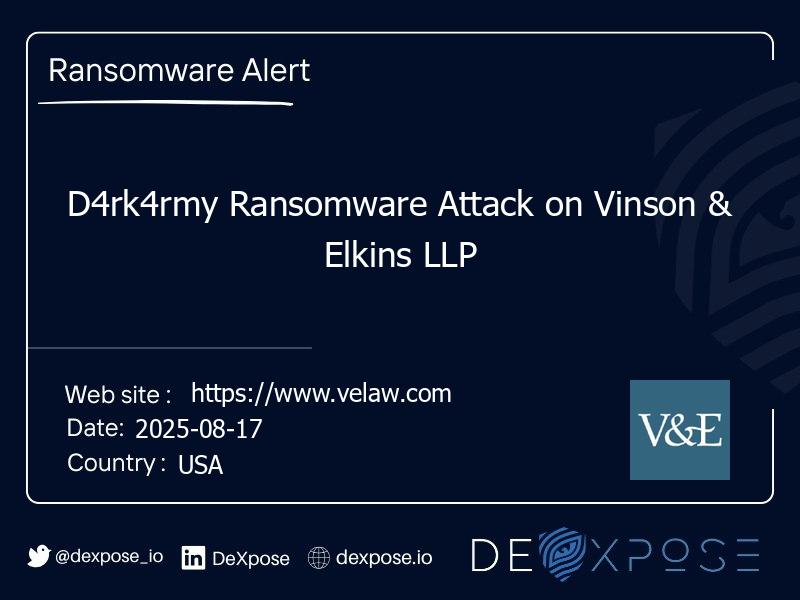 D4rk4rmy Ransomware Attack on Vinson & Elkins LLP