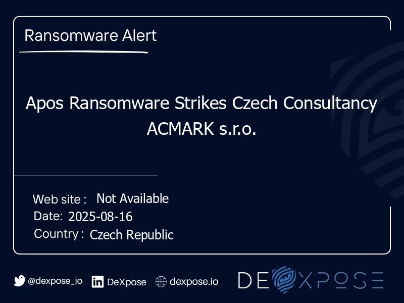 Apos Ransomware Strikes Czech Consultancy ACMARK s.r.o.