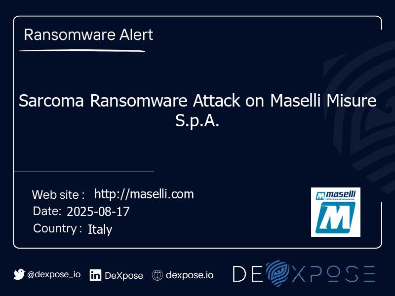 Sarcoma Ransomware Attack on Maselli Misure S.p.A.