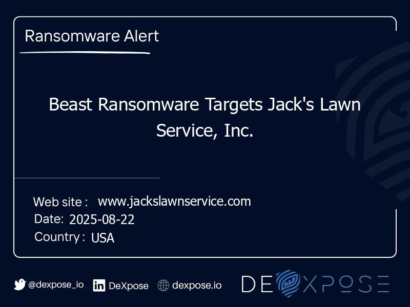 Beast Ransomware Targets Jack's Lawn Service, Inc.