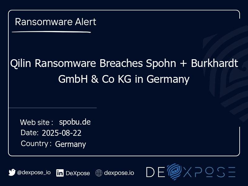 Qilin Ransomware Breaches Spohn + Burkhardt GmbH & Co KG in Germany