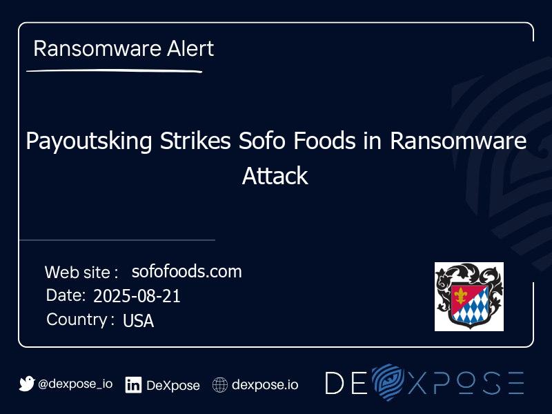 Payoutsking Strikes Sofo Foods in Ransomware Attack