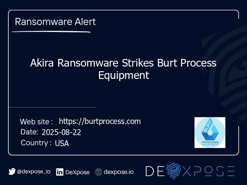 Akira Ransomware Strikes Burt Process Equipment