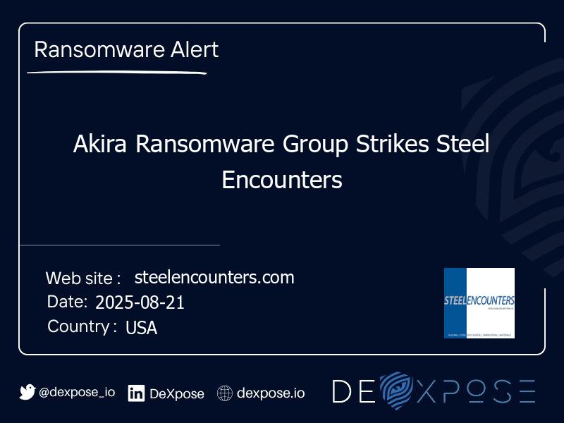 Akira Ransomware Group Strikes Steel Encounters