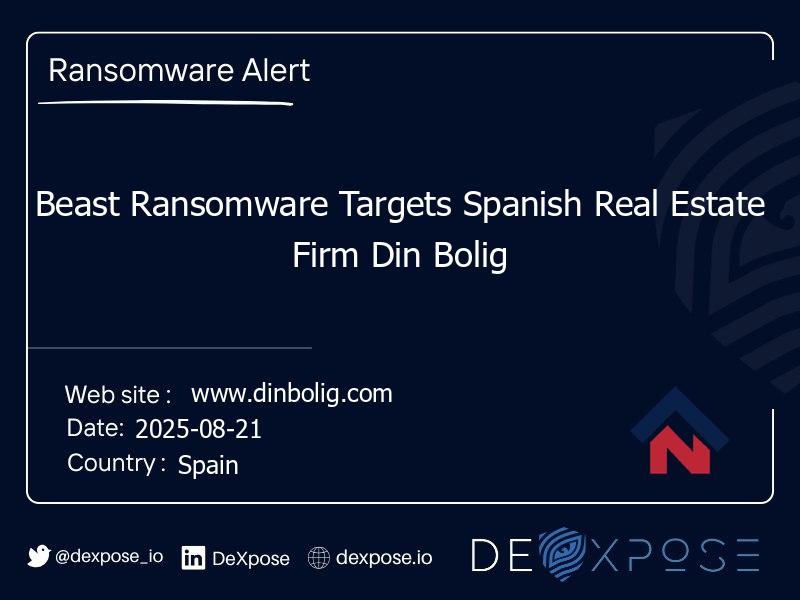 Beast Ransomware Targets Spanish Real Estate Firm Din Bolig