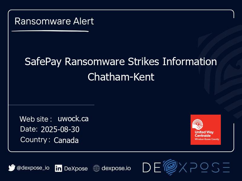 SafePay Ransomware Strikes Information Chatham-Kent