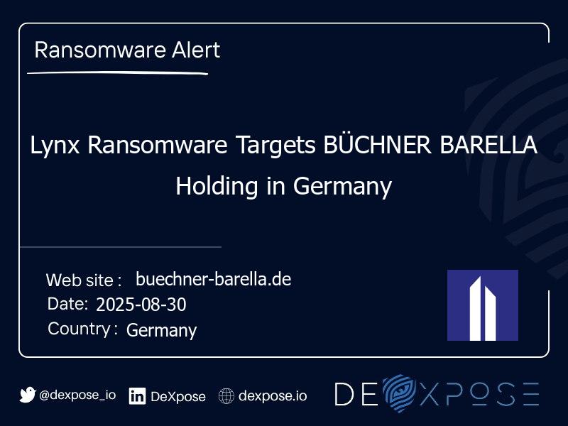 Lynx Ransomware Targets BÜCHNER BARELLA Holding in Germany