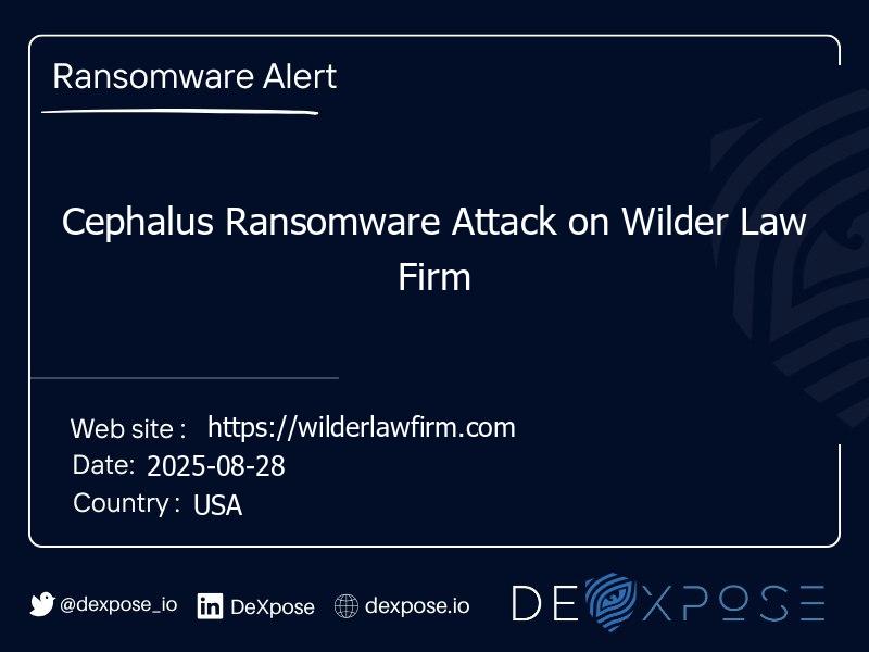 Cephalus Ransomware Attack on Wilder Law Firm