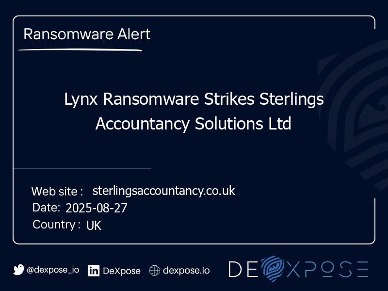 Lynx Ransomware Strikes Sterlings Accountancy Solutions Ltd