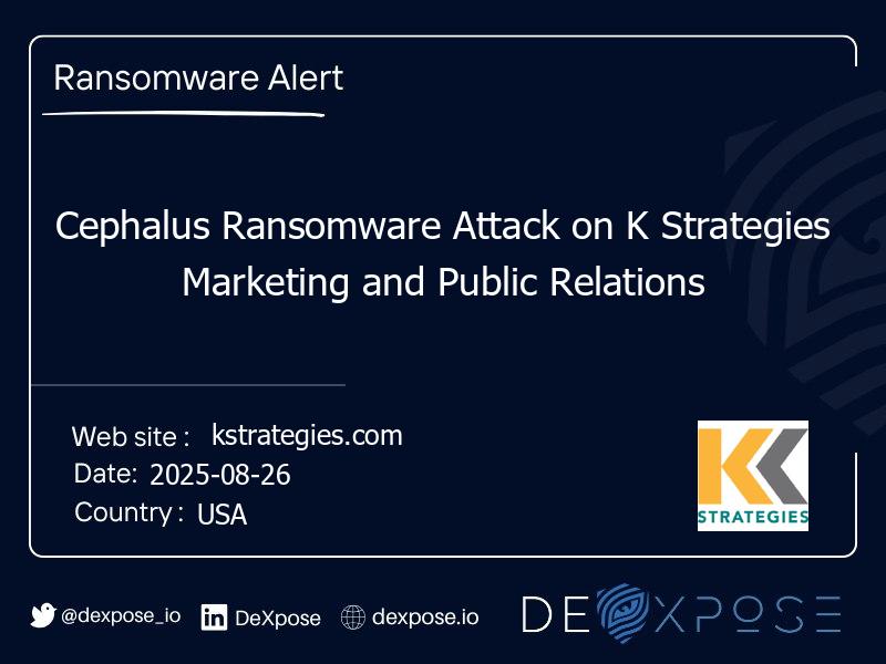 Cephalus Ransomware Attack on K Strategies Marketing and Public Relations