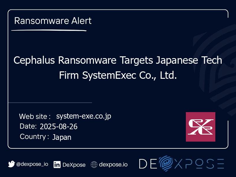 Cephalus Ransomware Targets Japanese Tech Firm SystemExec Co., Ltd.