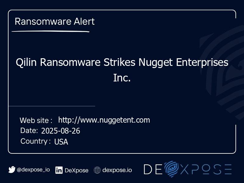 Qilin Ransomware Strikes Nugget Enterprises Inc.