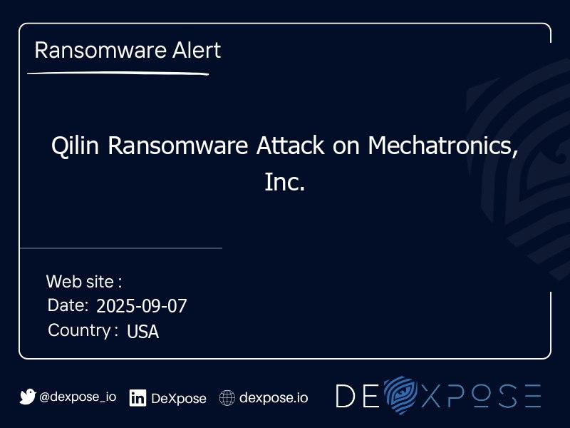 Qilin Ransomware Attack on Mechatronics, Inc.