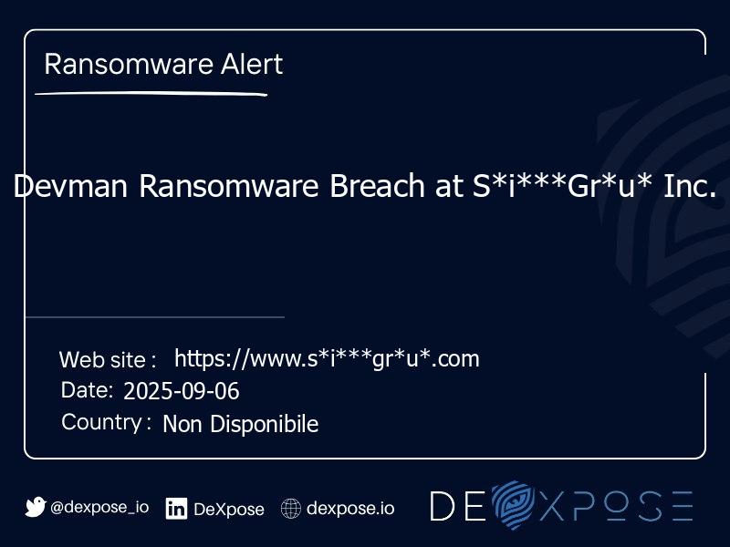 Devman Ransomware Breach at S*i***Gr*u* Inc.