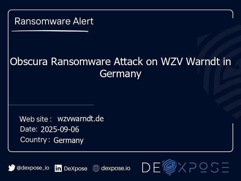 Obscura Ransomware Attack on WZV Warndt in Germany
