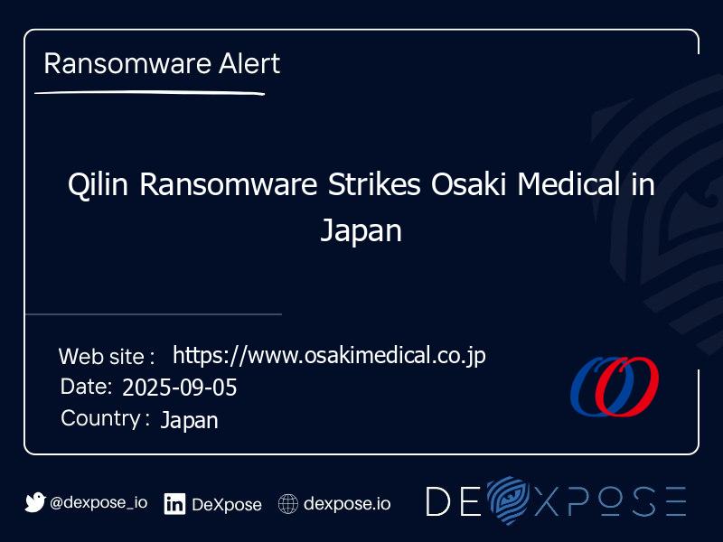 Qilin Ransomware Strikes Osaki Medical in Japan
