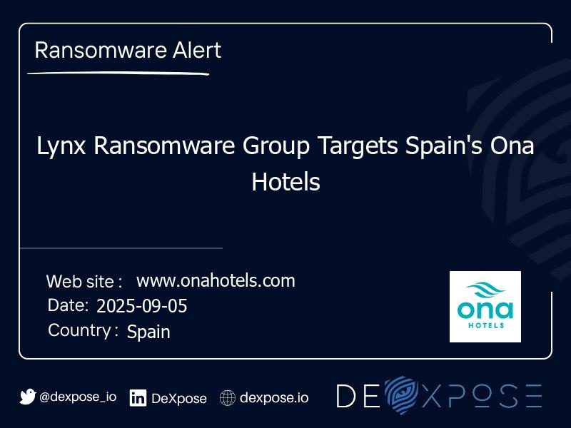 Lynx Ransomware Group Targets Spain's Ona Hotels