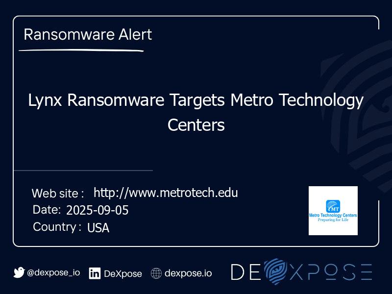 Lynx Ransomware Targets Metro Technology Centers