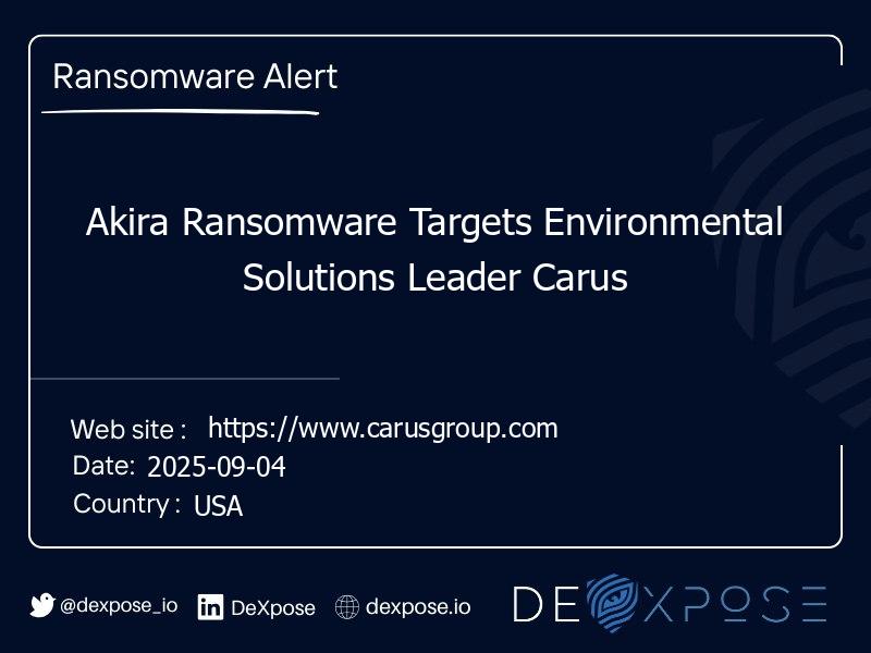 Akira Ransomware Targets Environmental Solutions Leader Carus