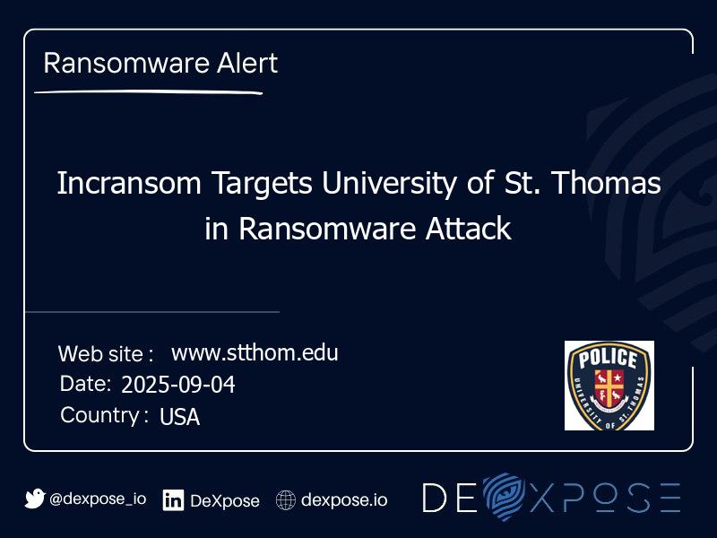 Incransom Targets University of St. Thomas in Ransomware Attack