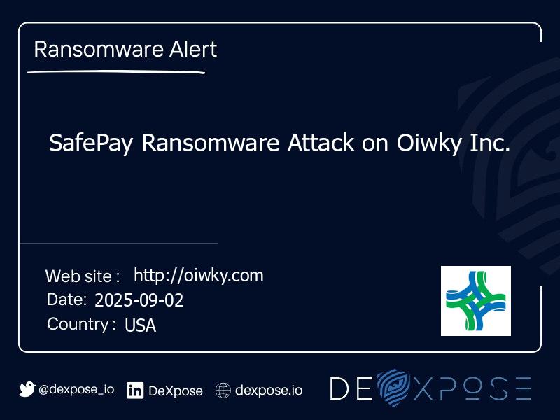 SafePay Ransomware Attack on Oiwky Inc.