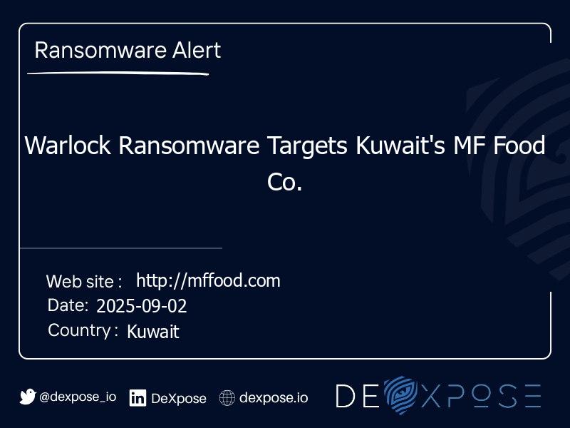 Warlock Ransomware Targets Kuwait's MF Food Co.