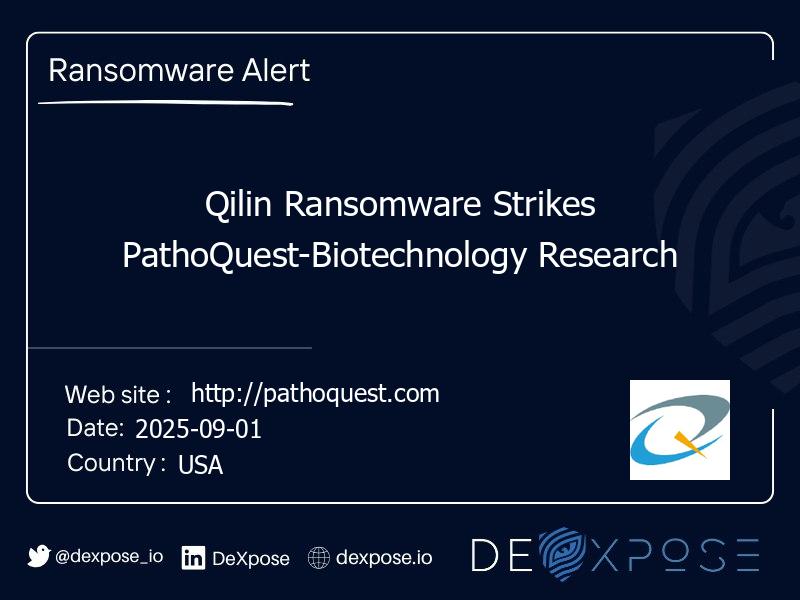 Qilin Ransomware Strikes PathoQuest-Biotechnology Research