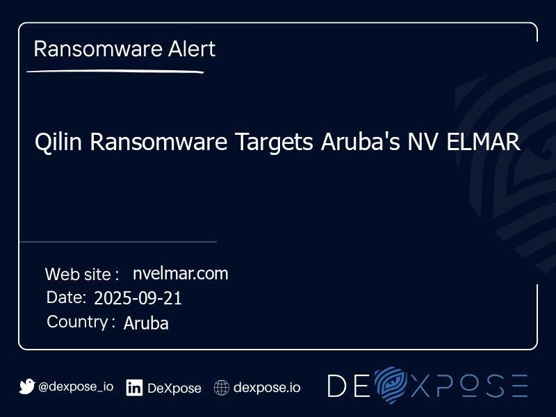 Qilin Ransomware Targets Aruba's NV ELMAR