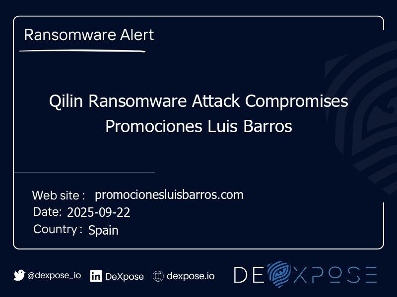 Qilin Ransomware Attack Compromises Promociones Luis Barros