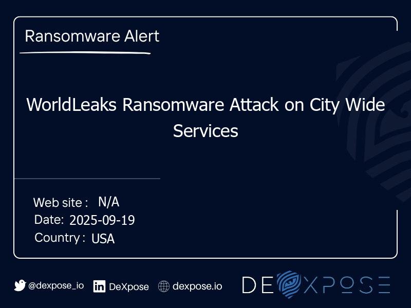 WorldLeaks Ransomware Attack on City Wide Services
