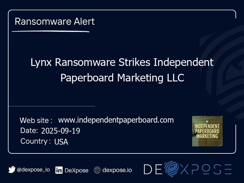 Lynx Ransomware Strikes Independent Paperboard Marketing LLC