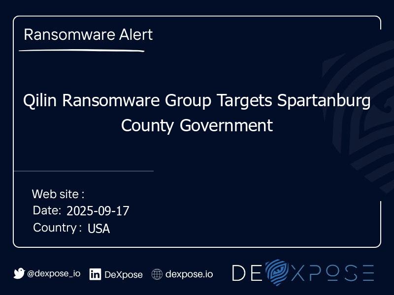 Qilin Ransomware Group Targets Spartanburg County Government