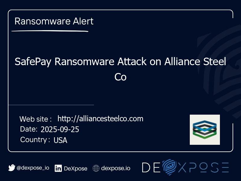 SafePay Ransomware Attack on Alliance Steel Co