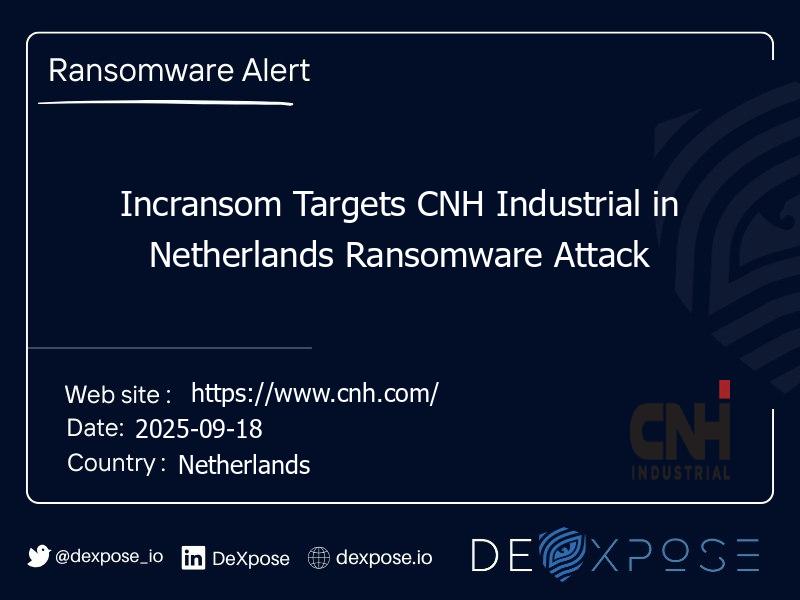 Incransom Targets CNH Industrial in Netherlands Ransomware Attack