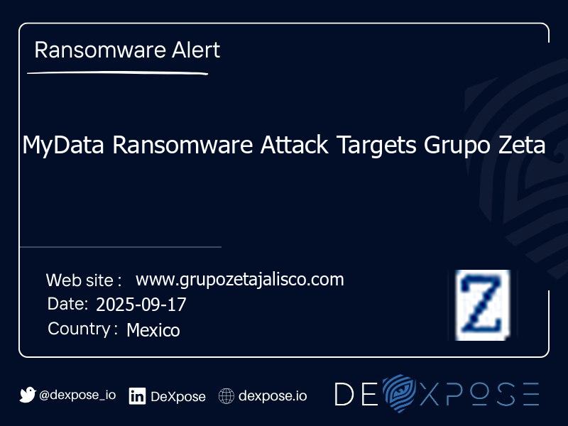MyData Ransomware Attack Targets Grupo Zeta