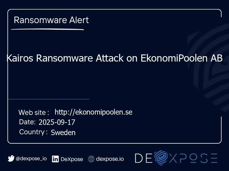 Kairos Ransomware Attack on EkonomiPoolen AB