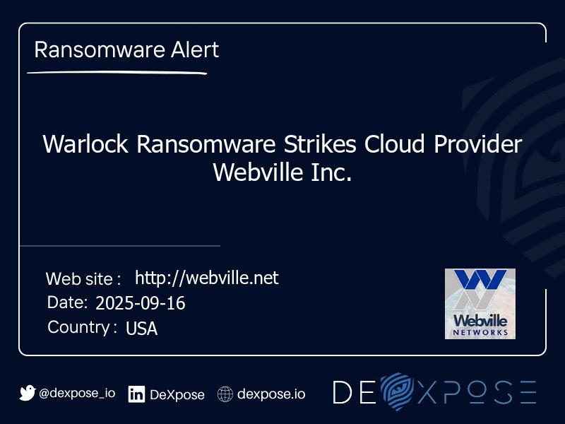 Warlock Ransomware Strikes Cloud Provider Webville Inc.