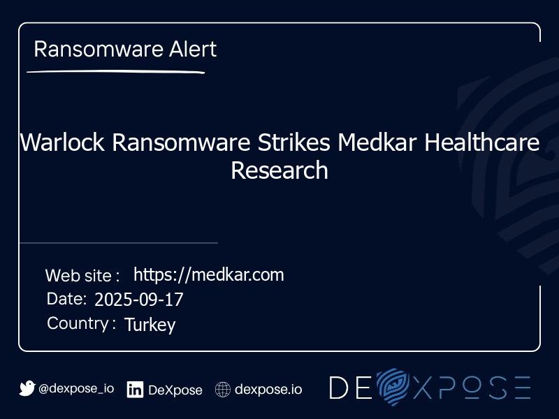 Warlock Ransomware Strikes Medkar Healthcare Research