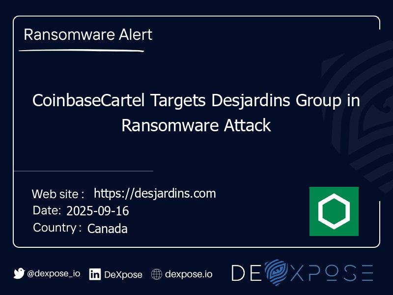 CoinbaseCartel Targets Desjardins Group in Ransomware Attack