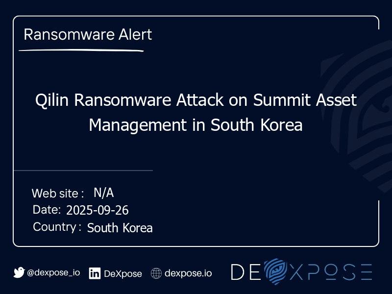 Qilin Ransomware Attack on Summit Asset Management in South Korea
