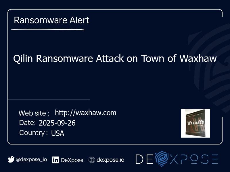 Qilin Ransomware Attack on Town of Waxhaw
